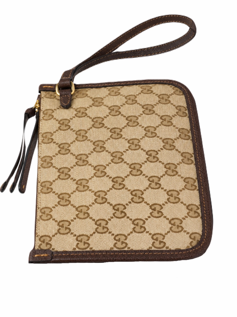 Gucci Brown varnished GG fabric Wristlet Pouch